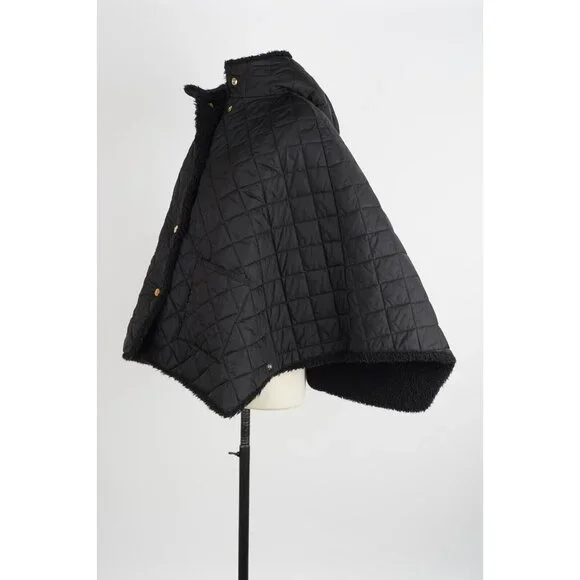 $1,980 Mackintosh Reversible Shearling Quilted Poncho Jacket Black Size 8 NEW